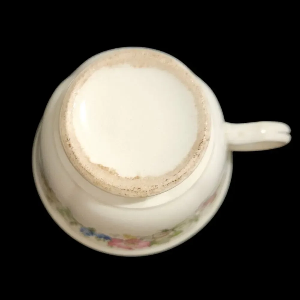 Edwin M Knowles Vitreous Floral Teacup & Saucer Set Made in USA Vintage